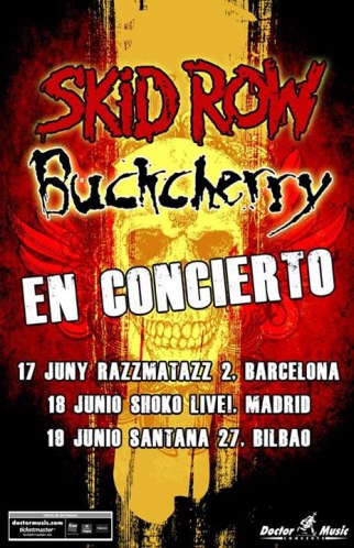 Cartel gira española Skid Row & Buckcherry 2014. 